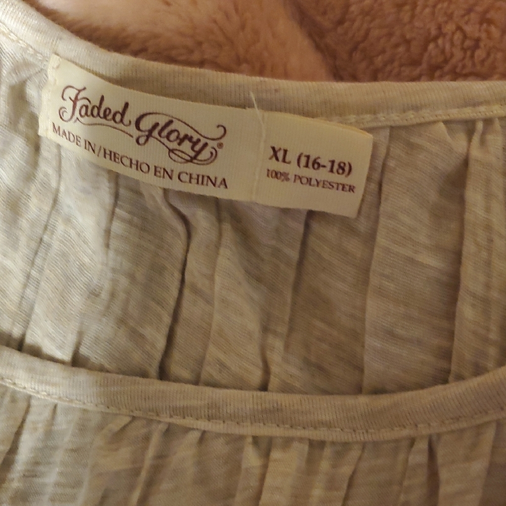 Faded Glory Cream Pleated Blouse for Casual Wear